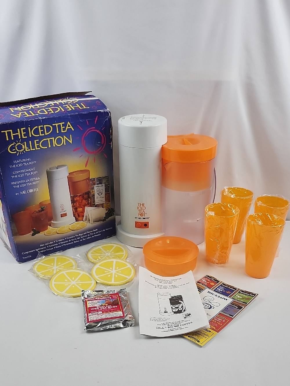 Mr. Coffee The Iced Tea Collection TM1TK 2qt Maker, Tumblers & Coasters Set New